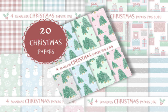 20 Christmas Patterns Seamless Digital
