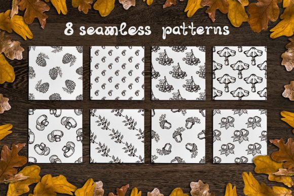 8 Fall Hand Drawn Seamless Patterns