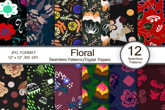Abstract Floral Seamless Patterns Design