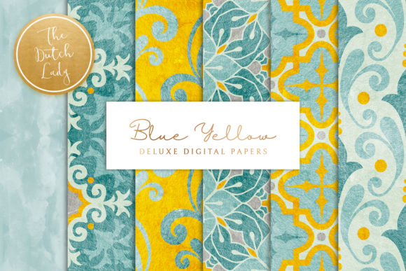 Blue Yellow Ornamental Patterns