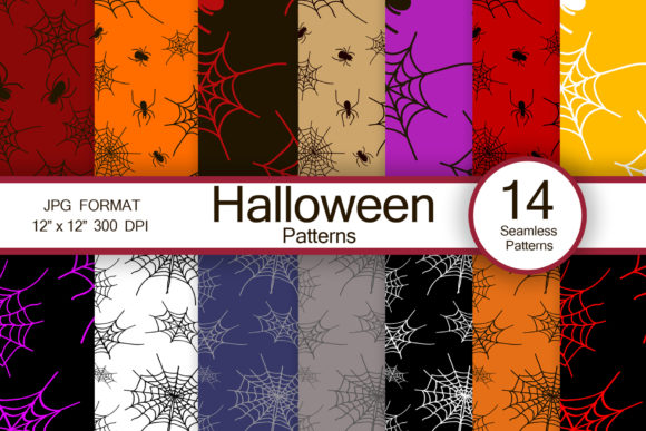 Halloween Abstract Patterns with Spiders