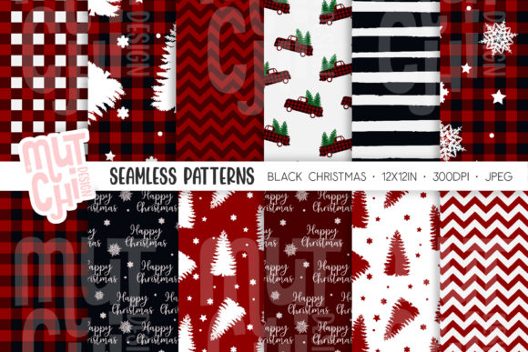Red Christmas Seamless Patterns