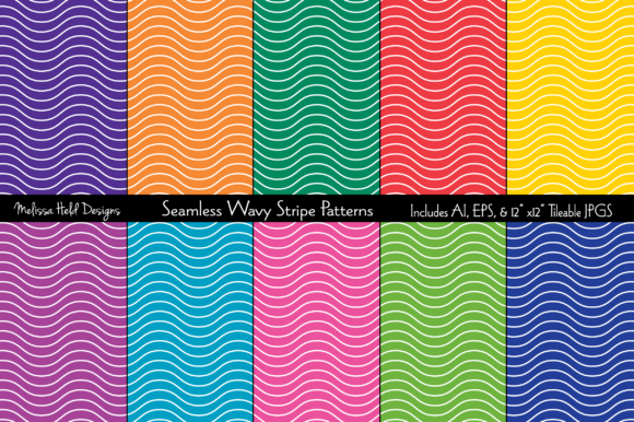 Seamless Bright Wavy Stripe Patterns