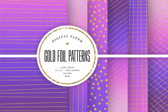 Violet Ombre Gold Foil Patterns